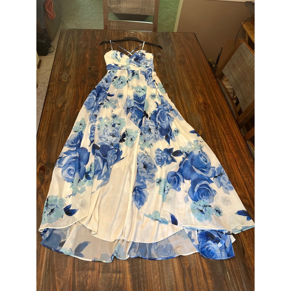 Sequin Hearts Blue Floral Maxi Dress